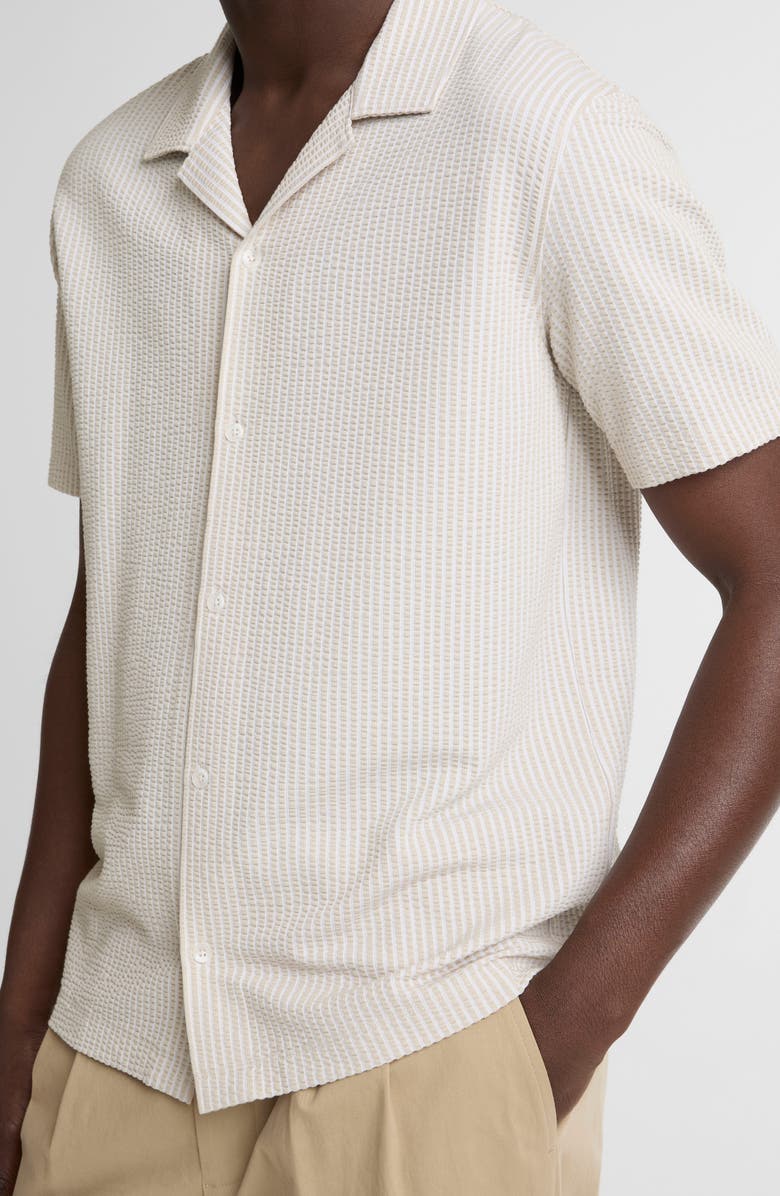 Vince Stripe Seersucker Button Down Top, Alternate, color, Mineral/Optic White
