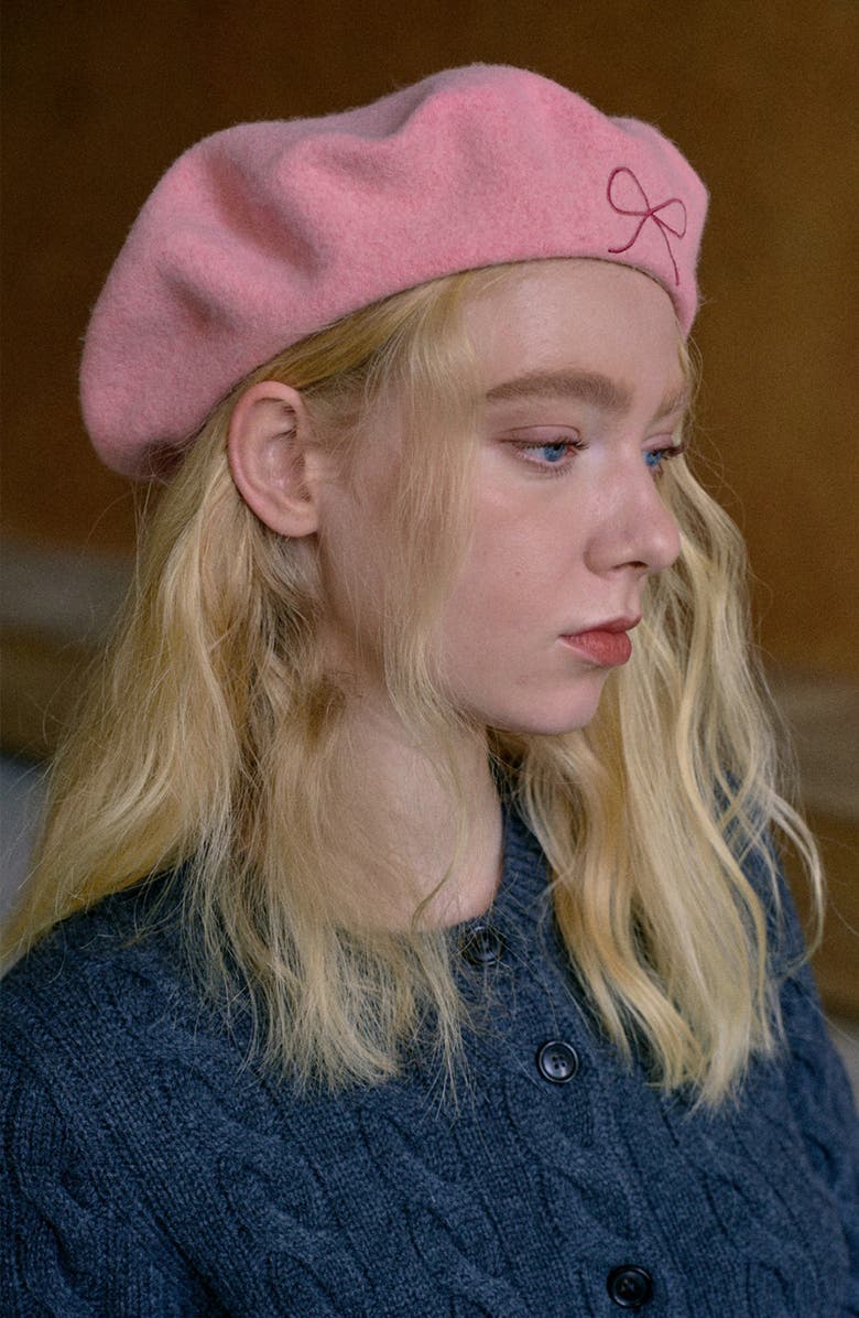 Lost Pattern Bon Chic Wool Blend Beret, Alternate, color, Pink