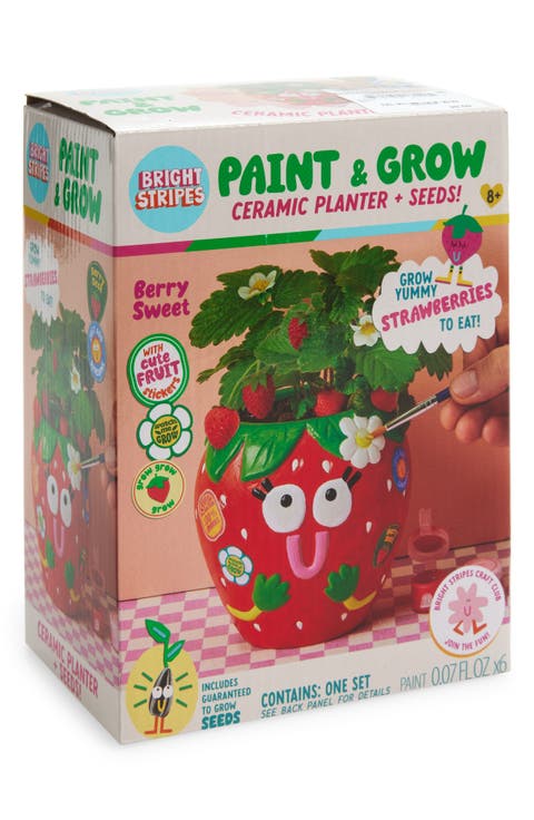 Paint & Grow Strawberry Ceramic Planter & Seeds Set