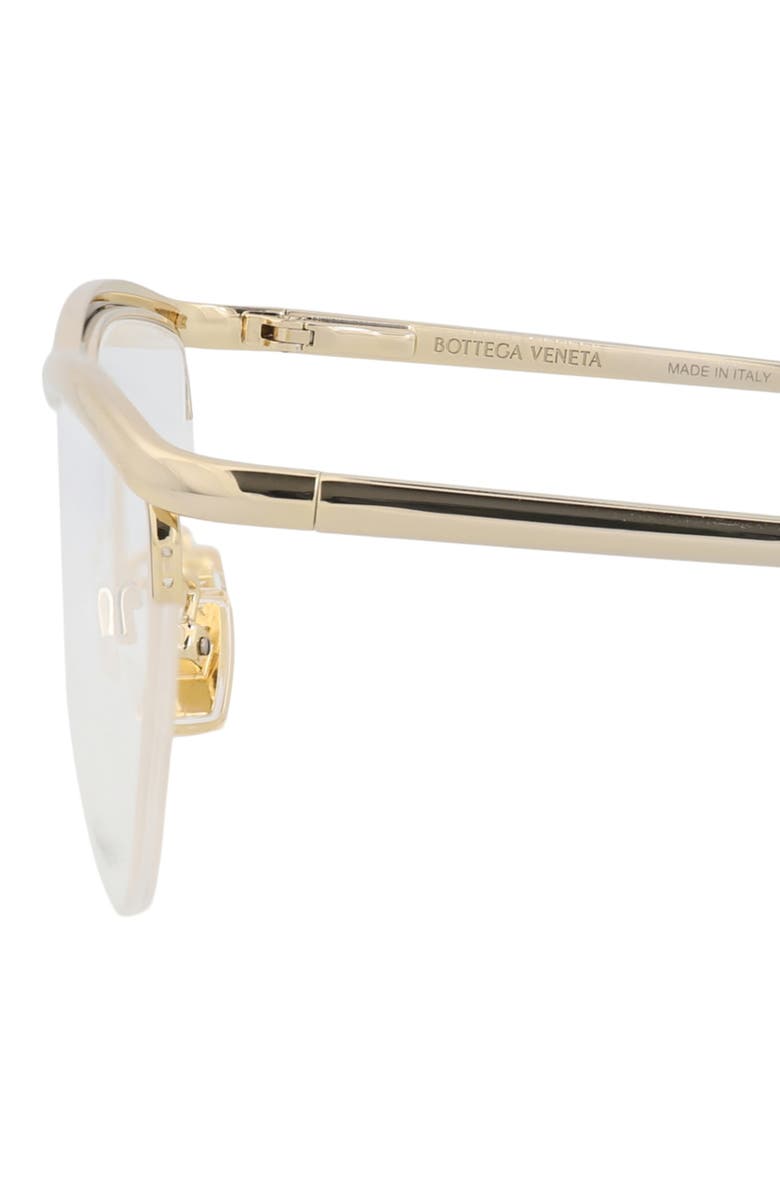 Bottega Veneta 56mm Novelty Square Optical Glasses, Alternate, color, Gold Gold Transparent