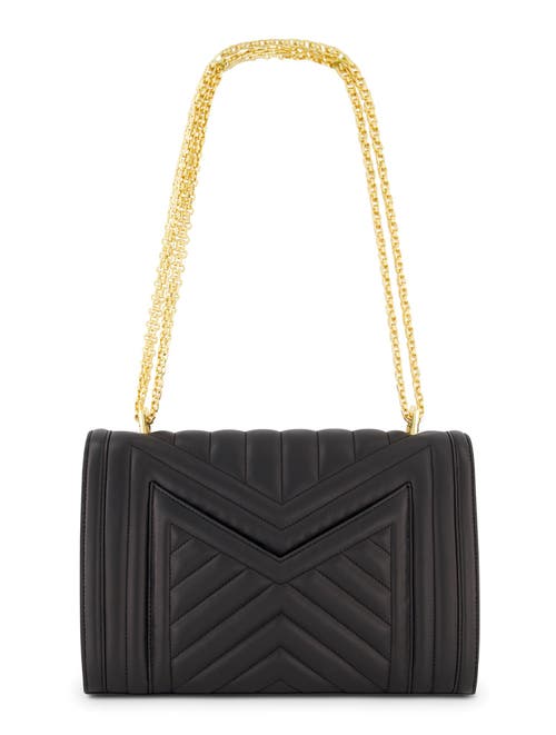 Mac Duggal Gold Plated Hardware Quilted Napa Leather Handbag In Black
