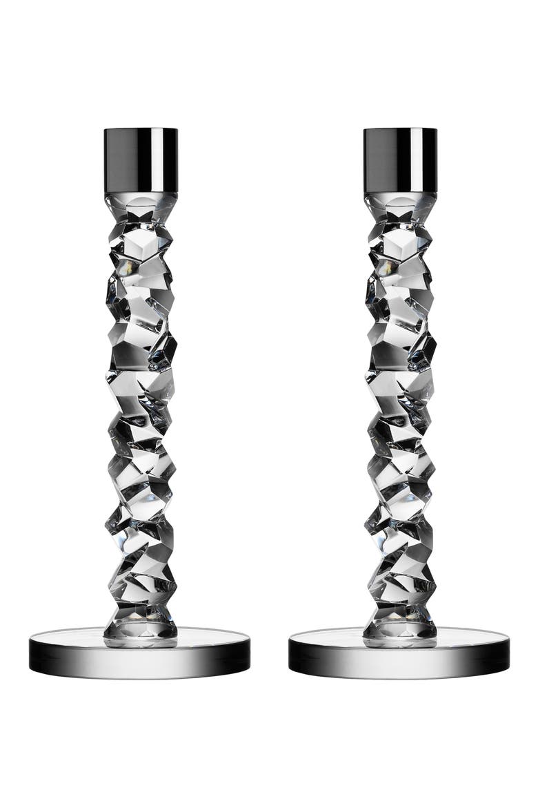 Carat Set of 2 Candlesticks, Alternate, color, CLEAR