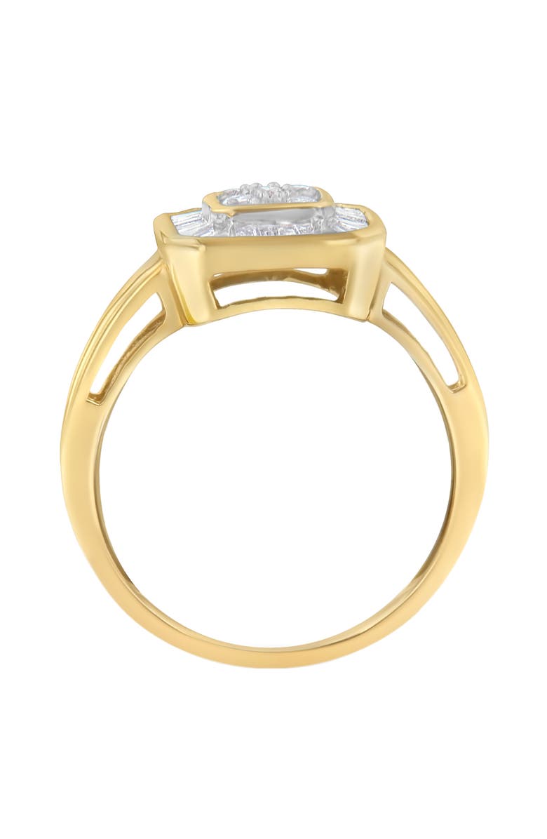 Haus of Brilliance 10K Yellow Gold 1/2 Cttw Diamond Square Cocktail Ring, Alternate, color, Yellow Gold