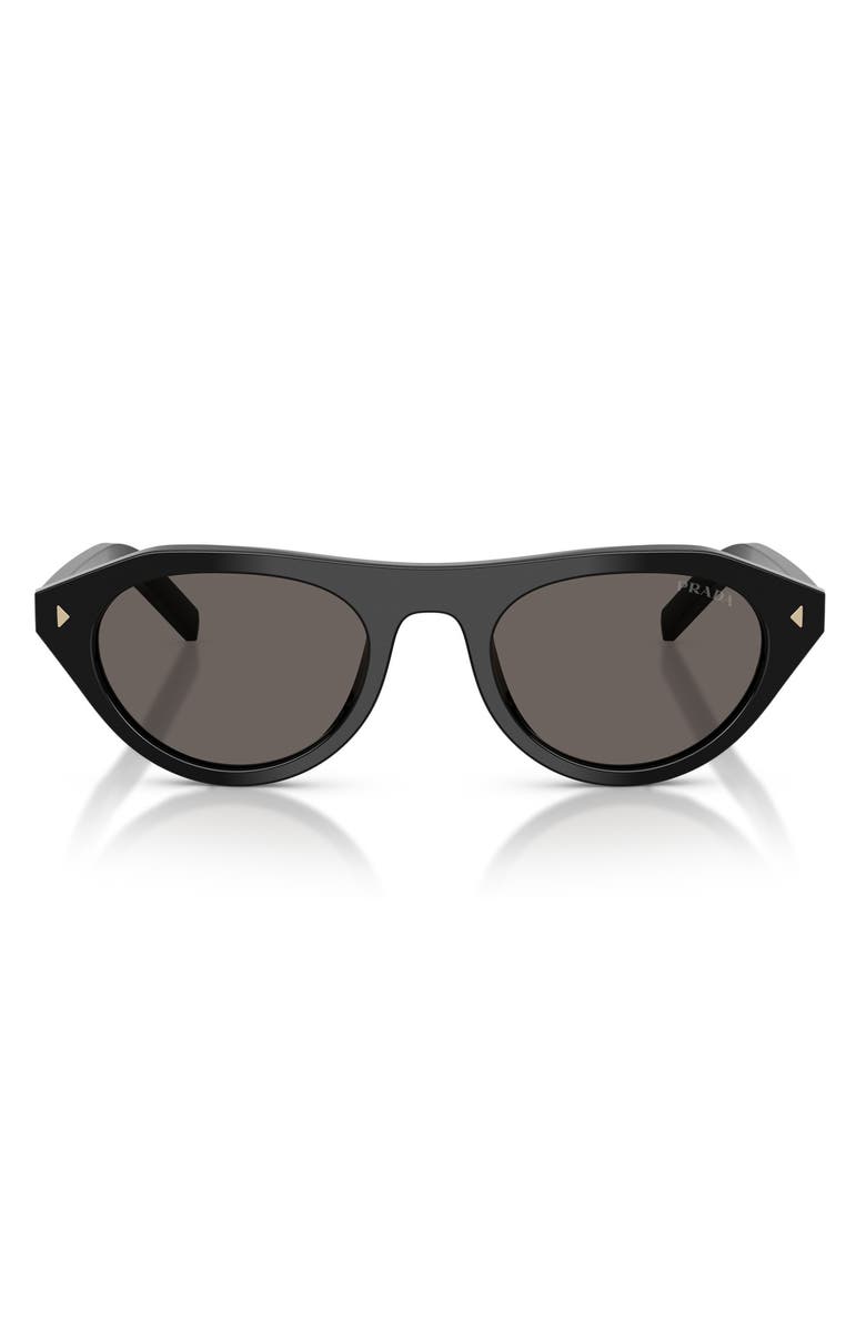 Prada 52mm Irregular Sunglasses, Main, color, Black/ Dark Grey