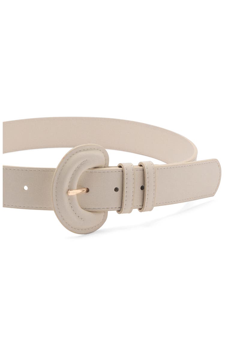 Oval Buckle Faux Leather Belt, Alternate, color, ECRU