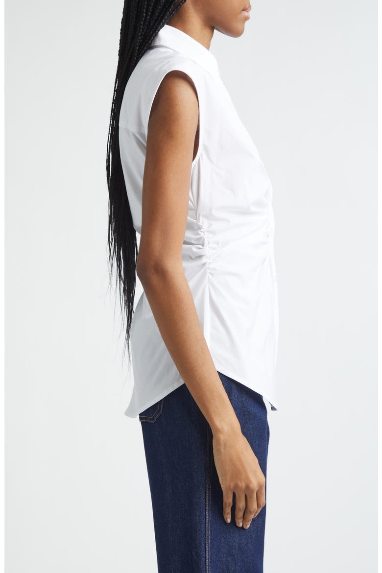 Devra Ruched Button-Up Shirt, Alternate, color, WHITE