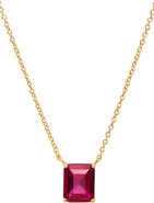 SAVVY CIE JEWELS Vermeil Emerald Cut CZ Birth Stone Box Cut Necklace