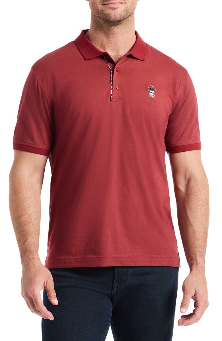 Robert Graham Lucifer Short Sleeve Polo, Main, color, Burgundy