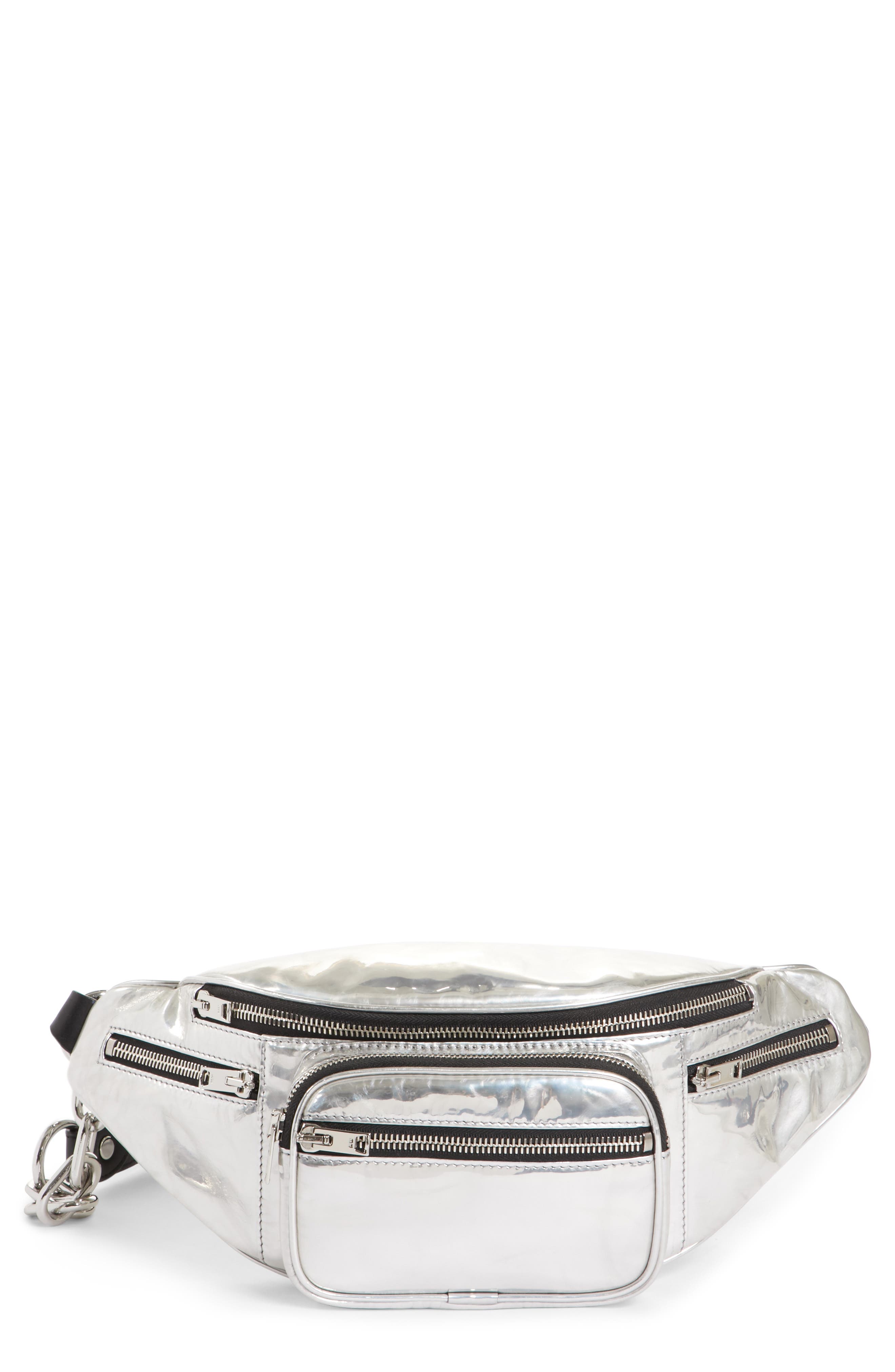 Attica Faux Leather Belt Bag, Main, color, SILVER