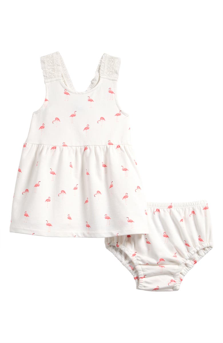 Splendid Flamingo Fun Cotton Blend Dress with Bloomers, Main, color, Flamingo Print
