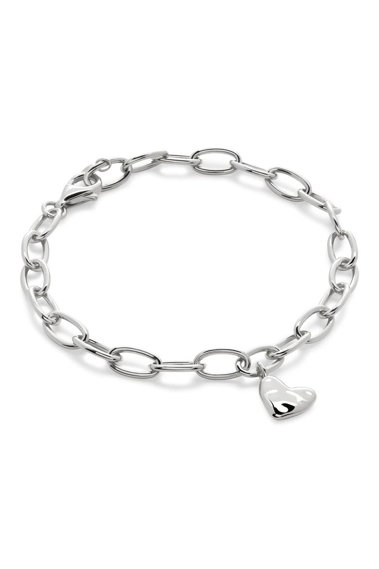Heart Charm Bracelet, Main, color, STERLING SILVER