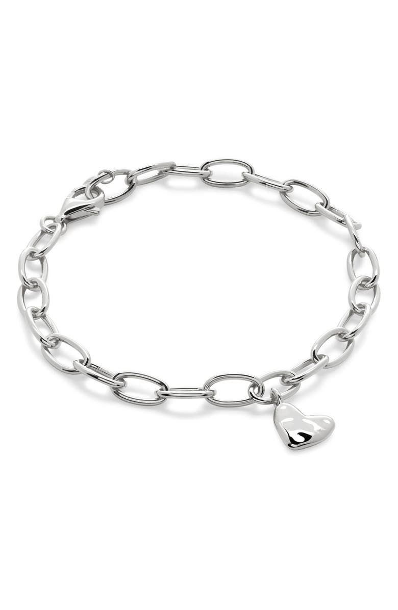 Monica Vinader Heart Charm Bracelet, Main, color, Sterling Silver