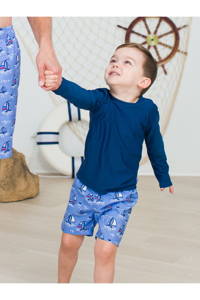 Boys UPF50+ Swim Trunks, Alternate, color, Blue Seas the Day