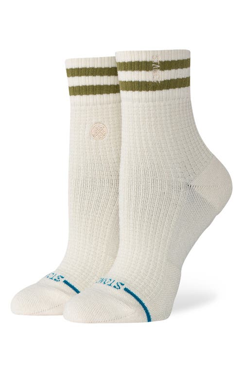Stance Waffles & Butter Cotton Blend Quarter Crew Socks In White