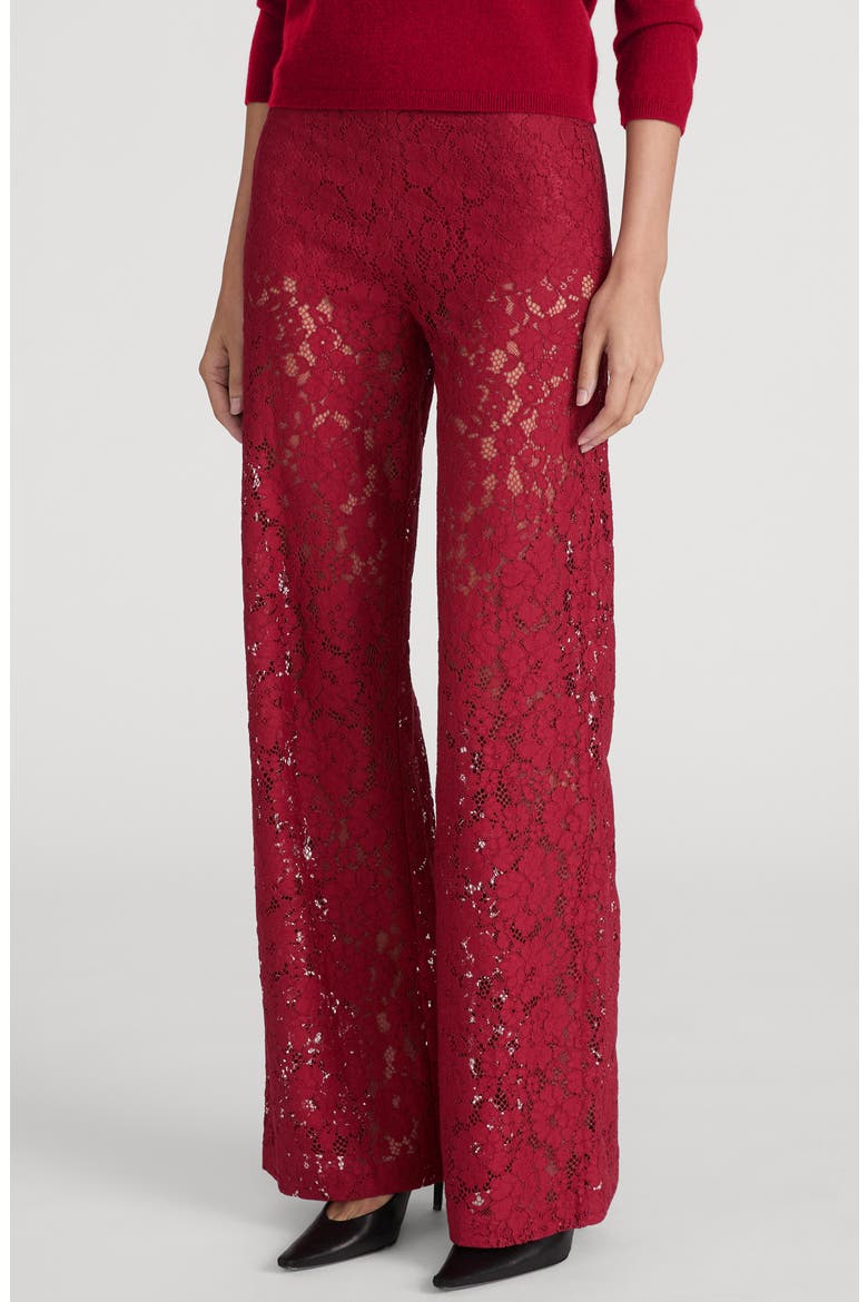 The Lace High Waist Wide Leg Pants, Alternate, color, DEEP RUBY