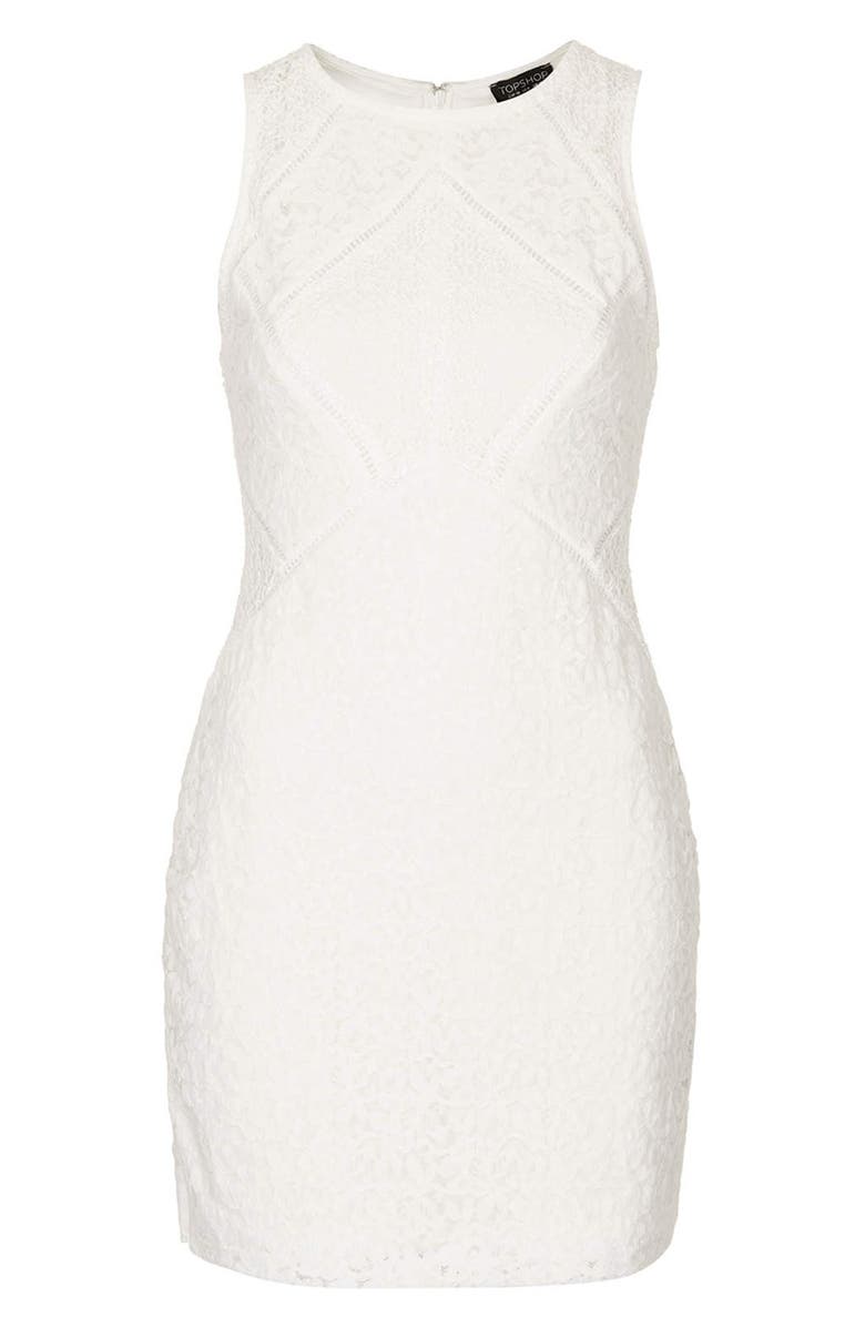 Topshop Mixed Lace Body-Con Dress, Alternate, color, 