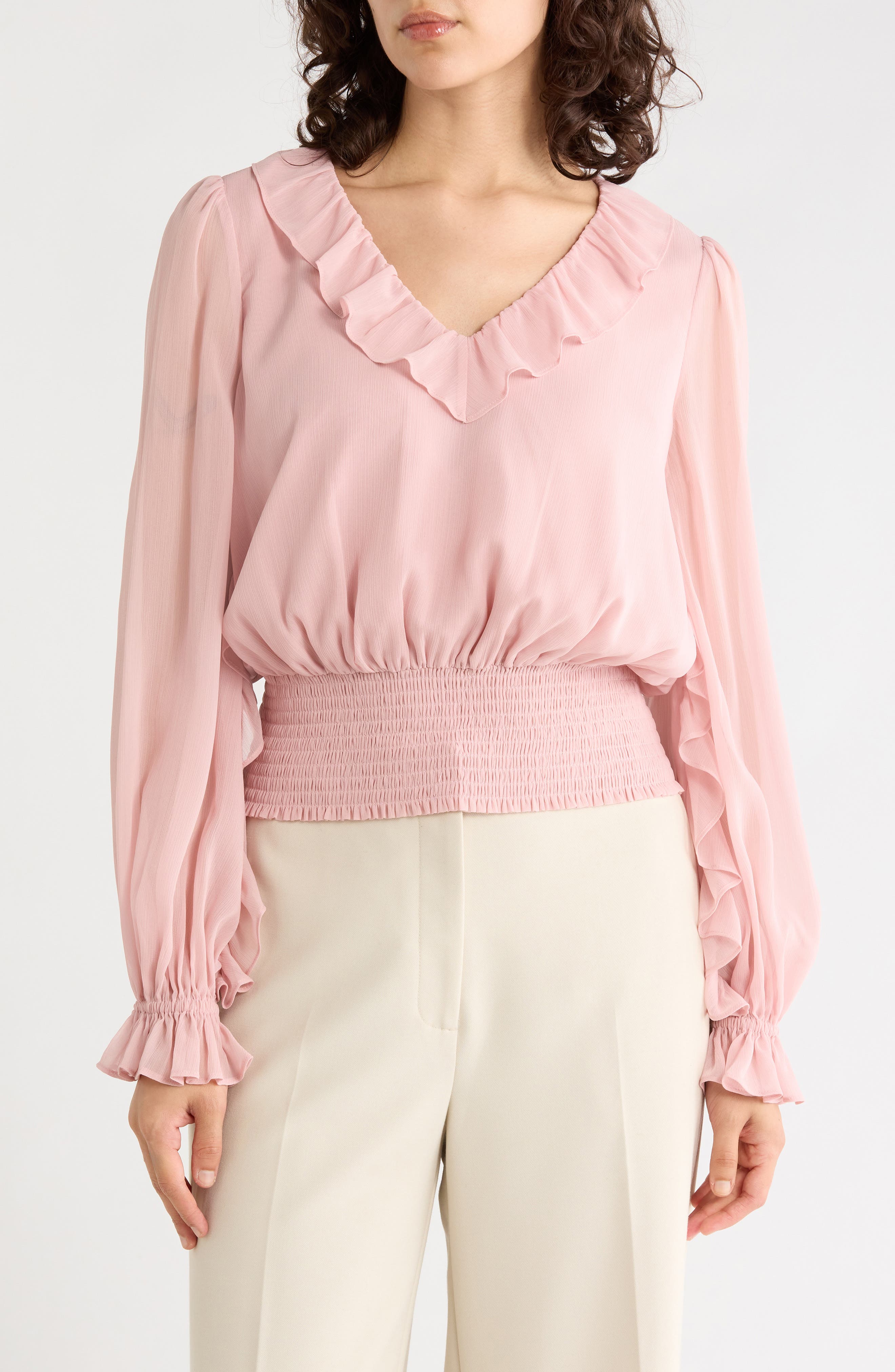 Ruffled V-Neck Top