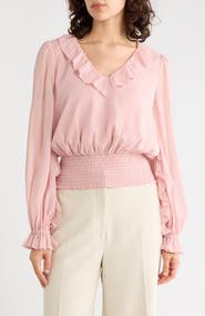 LK Bennett Ruffled V-Neck Top