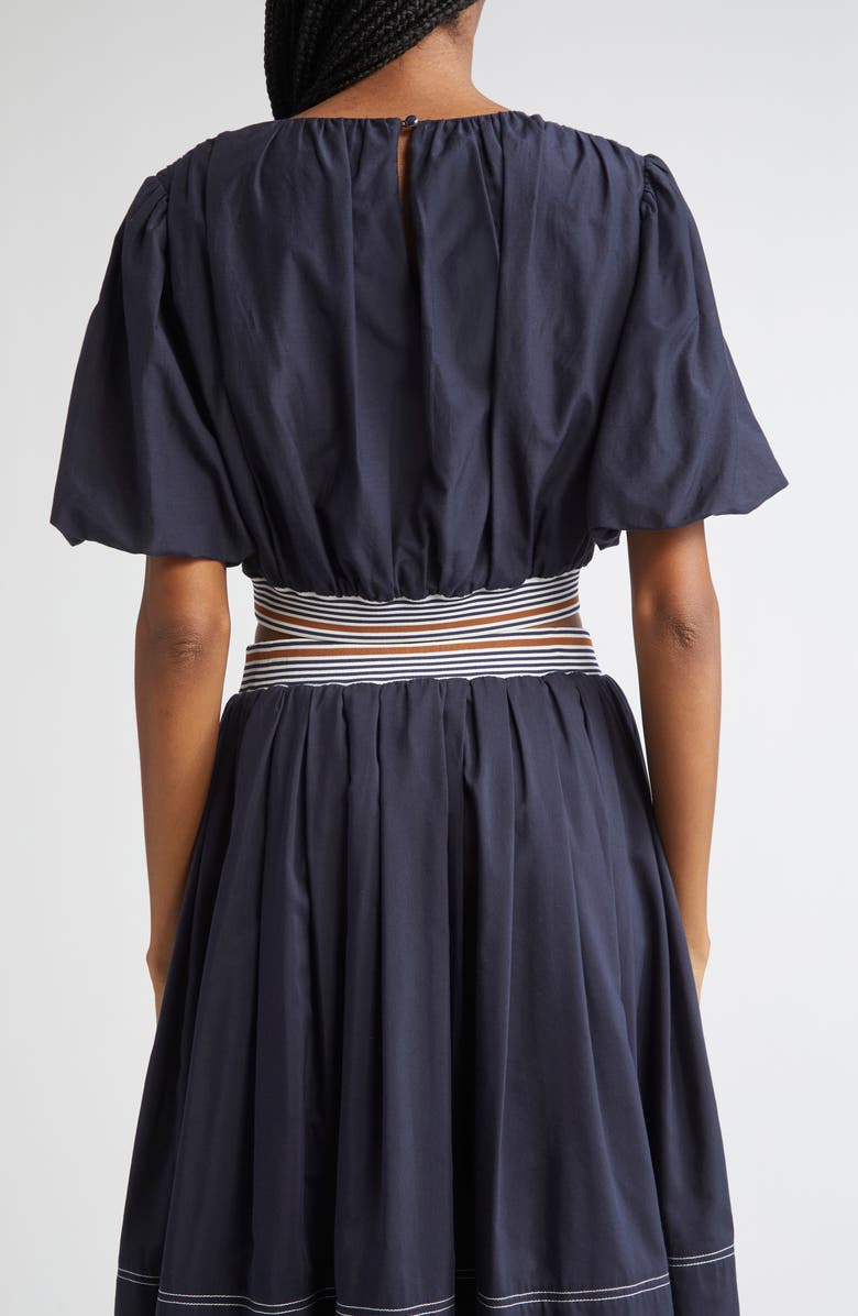 Veronica Beard Gabriela Cotton & Silk Crop Top, Alternate, color, Navy