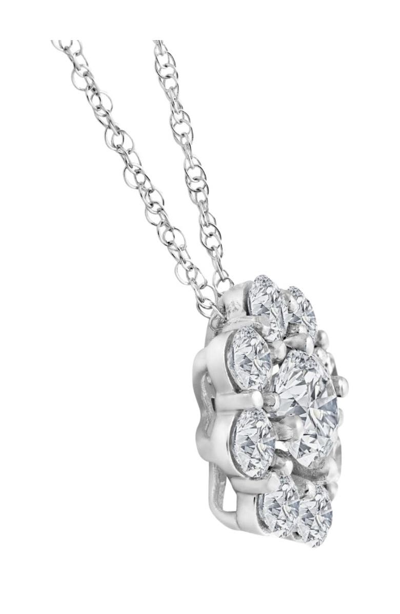 Bliss Diamond VS 3 Ct Diamond & Moissanite Halo Pendant 14k Gold 18" Lab Grown Necklace, Alternate, color,