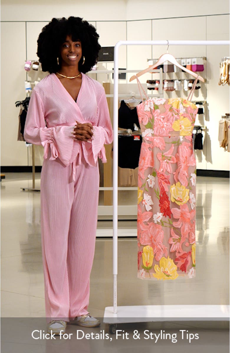 Gemma Floral Appliqué Sequin Midi Dress, sales video thumbnail