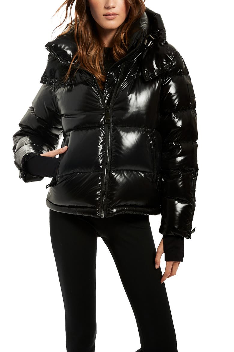 Remy Water Resistant Hooded Down Coat, Alternate, color, JET