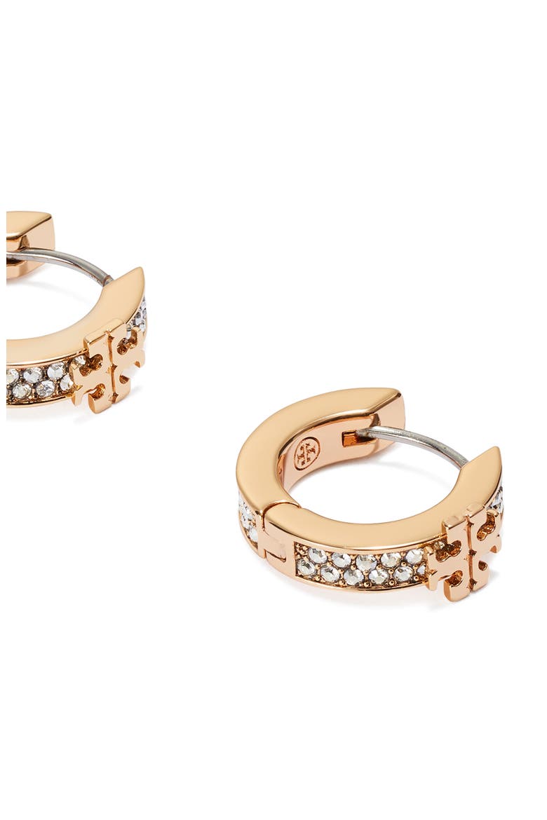 Icon Pave Huggie Hoop Earrings, Alternate, color, TORY GOLD / CRYSTAL