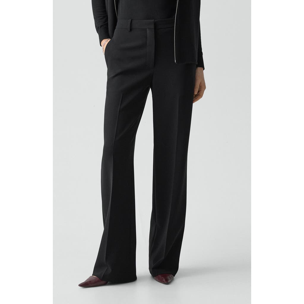 Theory Flat Front Bootcut Pants In Black