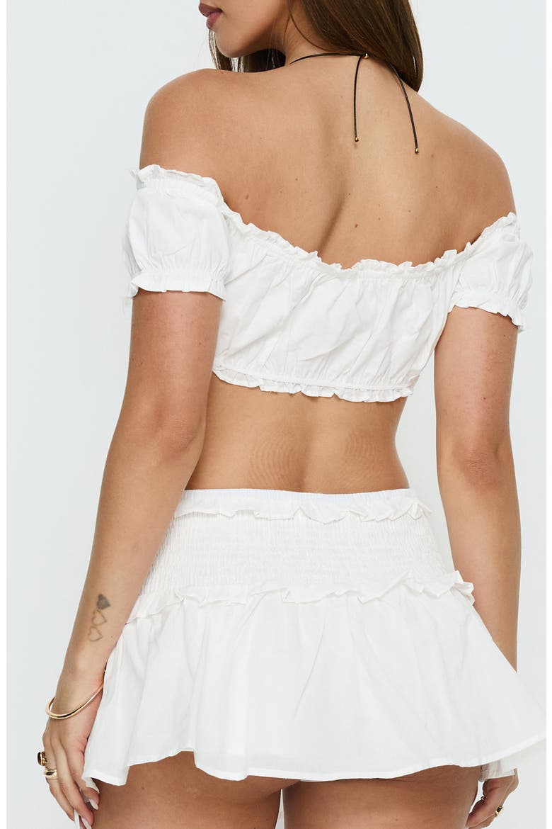 Corabel Off the Shoulder Crop Top, Alternate, color, WHITE
