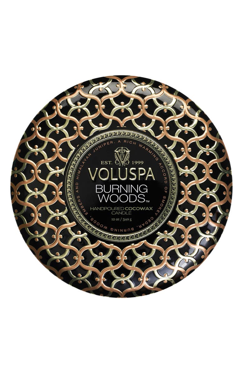 Voluspa Burning Woods Three-Wick Tin Candle, Alternate, color, 