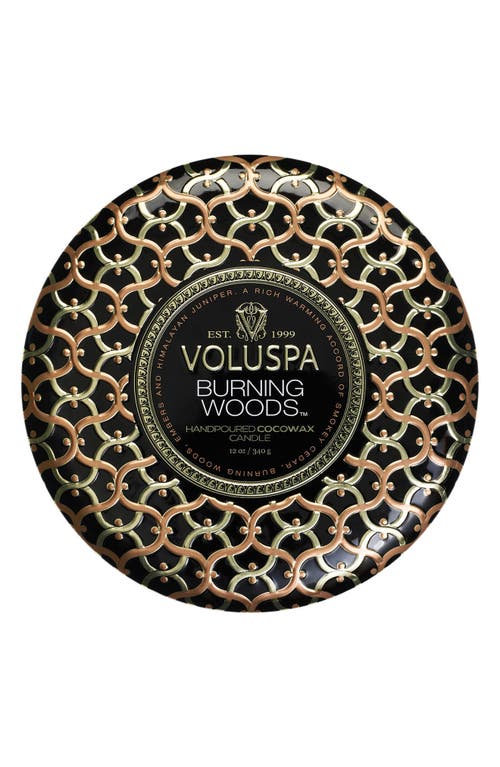 Voluspa Burning Woods Three-wick Tin Candle In Pattern