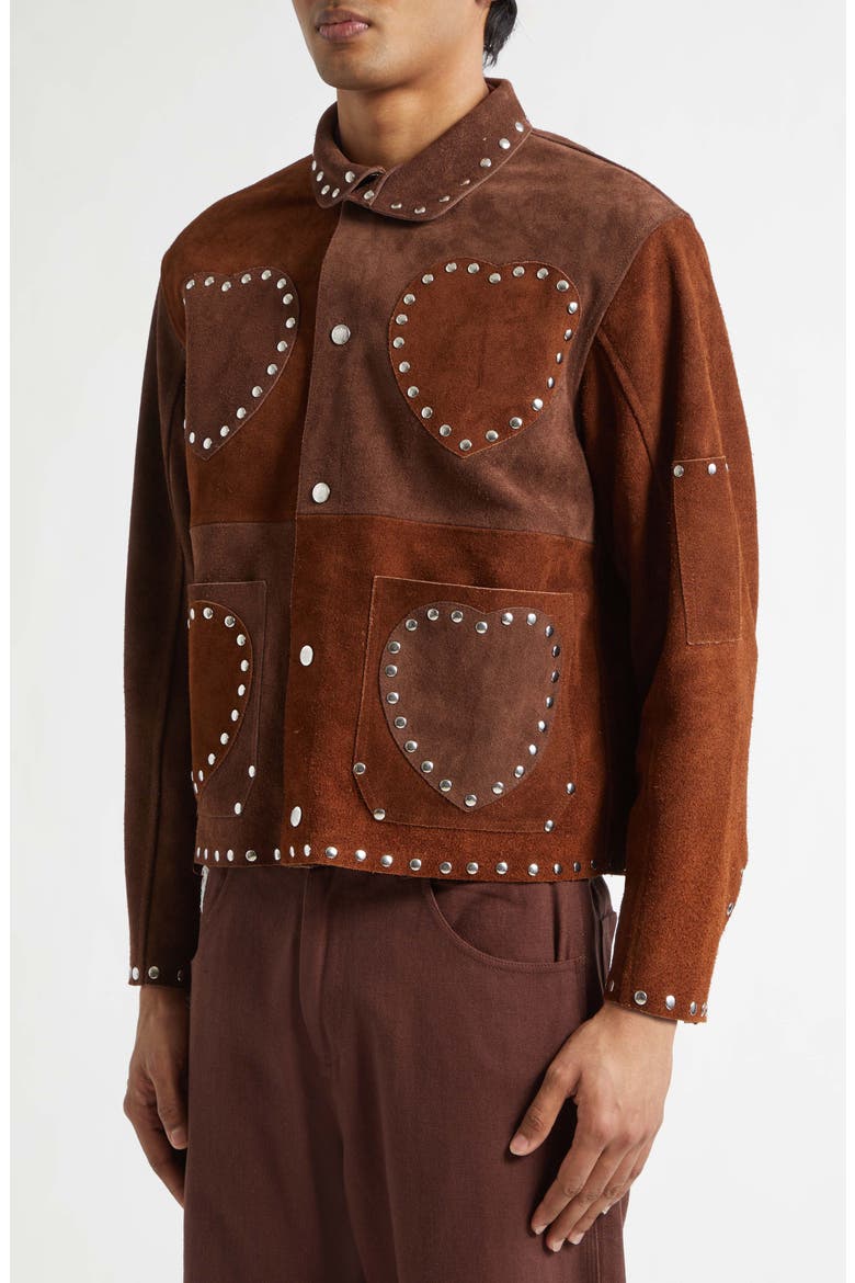 Hearts Suede Welding Jacket, Alternate, color, BROWN TAN