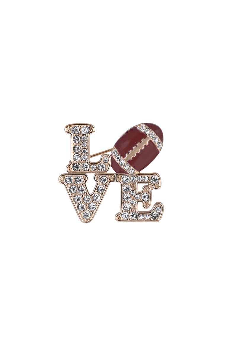 Game Day Stone Love Football Pin, Main, color, Brown