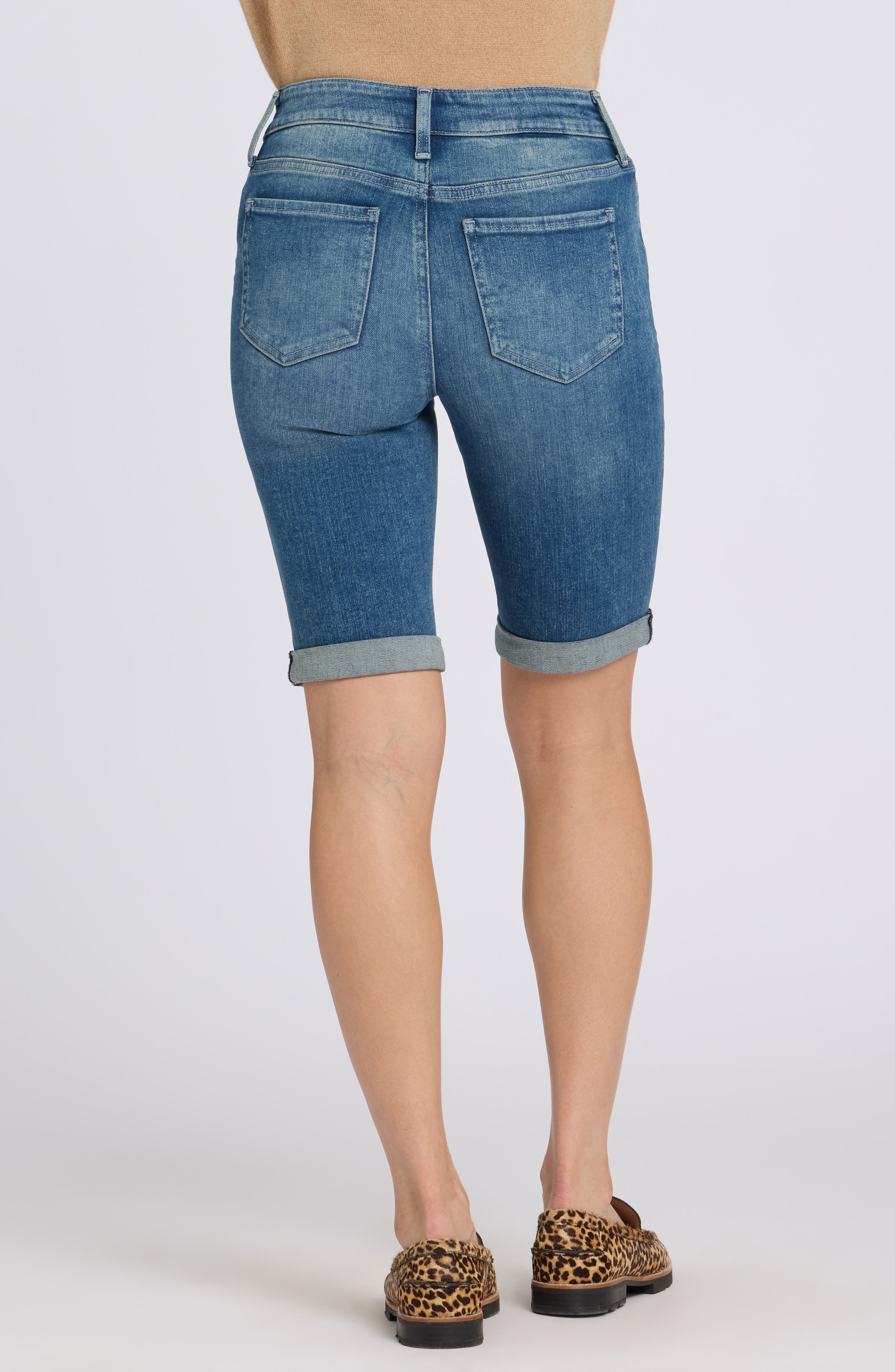 Briella Roll Cuff Denim Bermuda Shorts - image 4