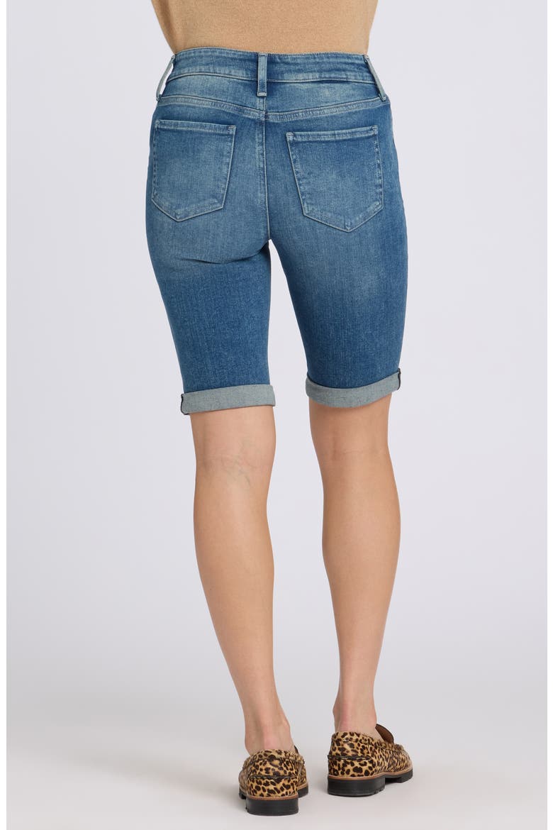 Briella Roll Cuff Denim Bermuda Shorts, Alternate, color, BREEZY PALMS