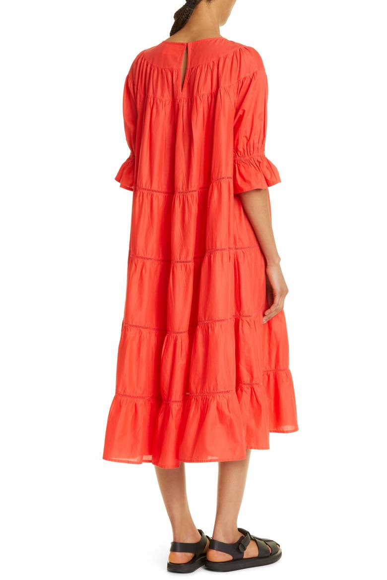 Paradis Open Tier Cotton Dress (Nordstrom Exclusive), Alternate, color, POPPY