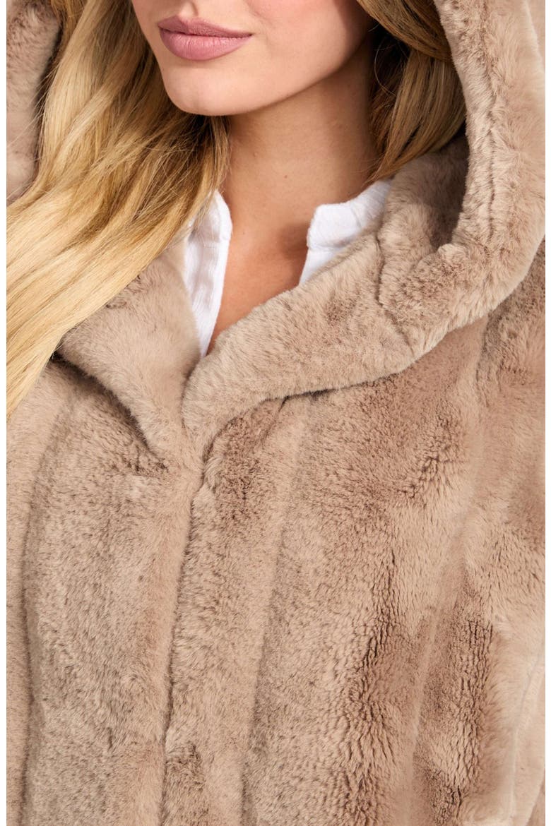 Sophy Hooded Faux Fur Vest, Alternate, color, BEIGE