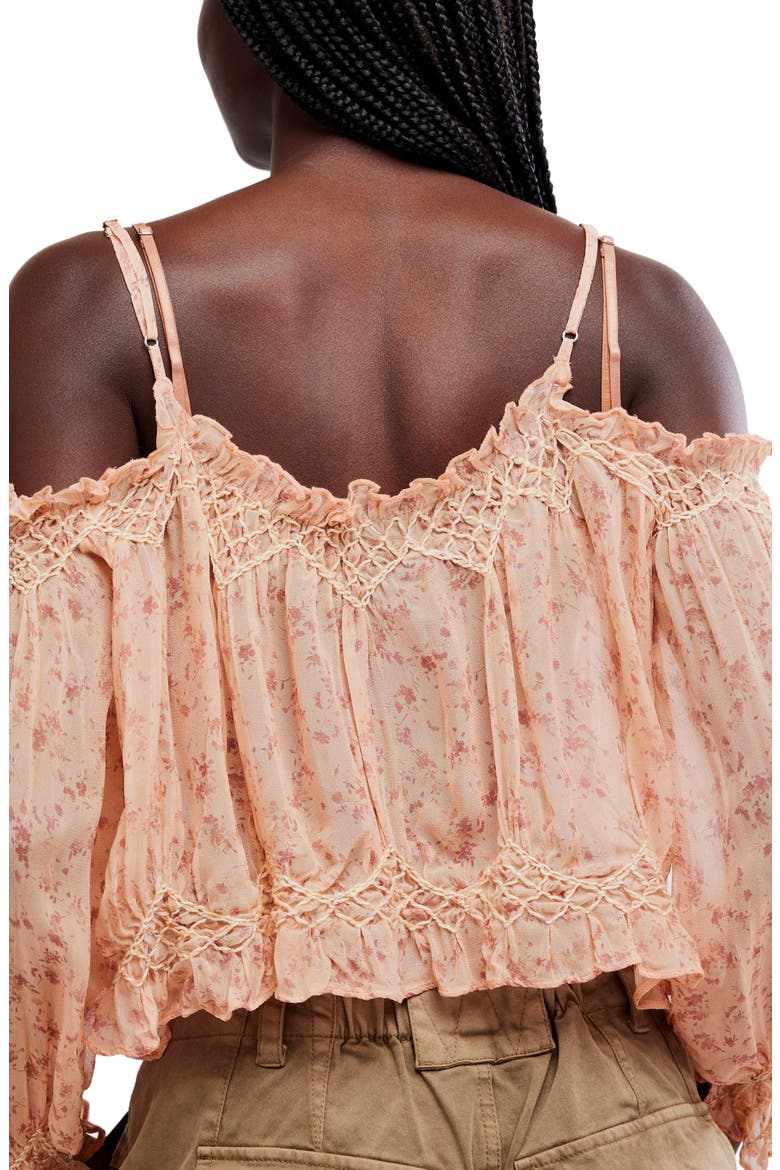 Marlow Cold Shoulder Button-Up Top, Alternate, color, PINK COMBO