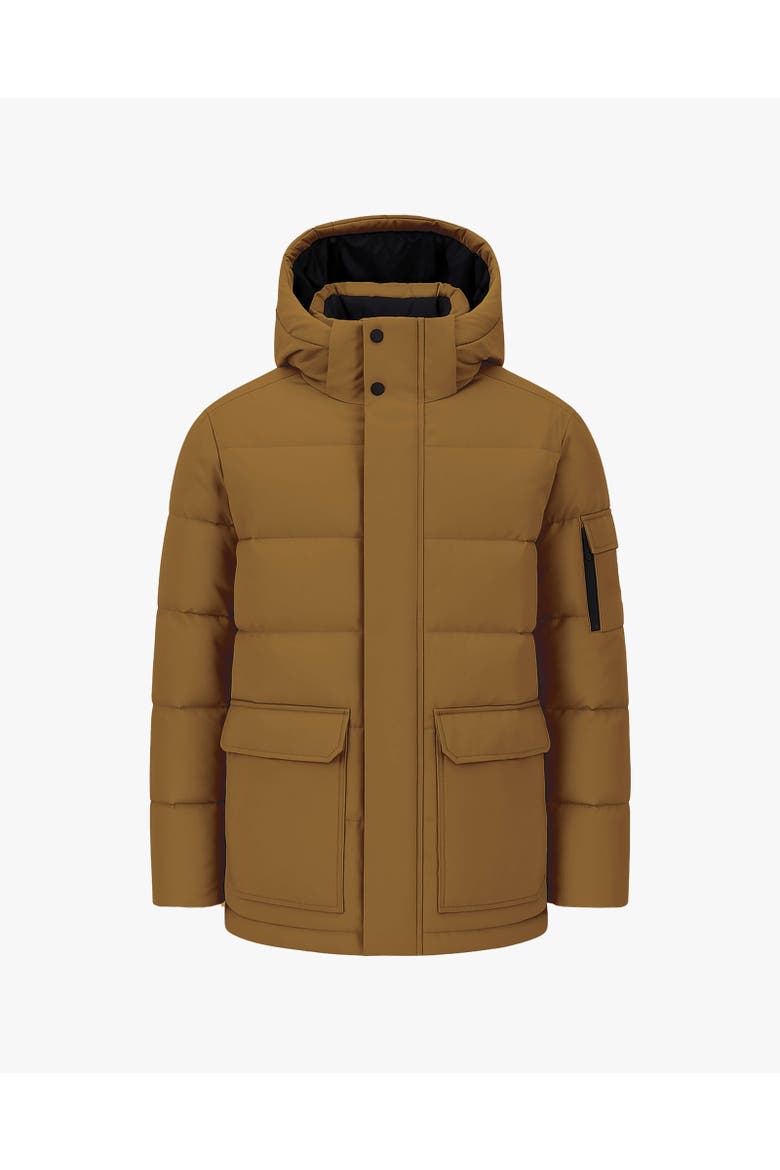 ALEXANDER | Hooded Recycled Down Winter Jacket, Main, color, Camel