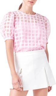 English Factory Windowpane Sheer Top