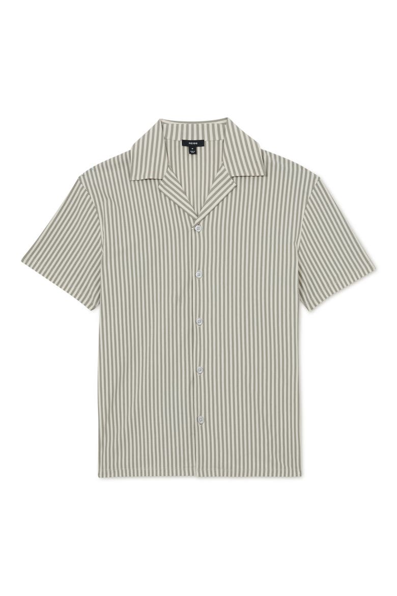 Aurelia Stripe Cotton Blend Camp Shirt, Alternate, color, SOFT SAGE GREEN