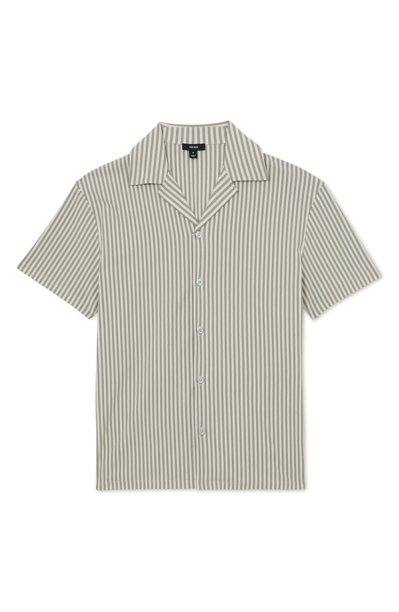 Reiss Aurelia Stripe Cotton Blend Camp Shirt, Alternate, color, Soft Sage Green