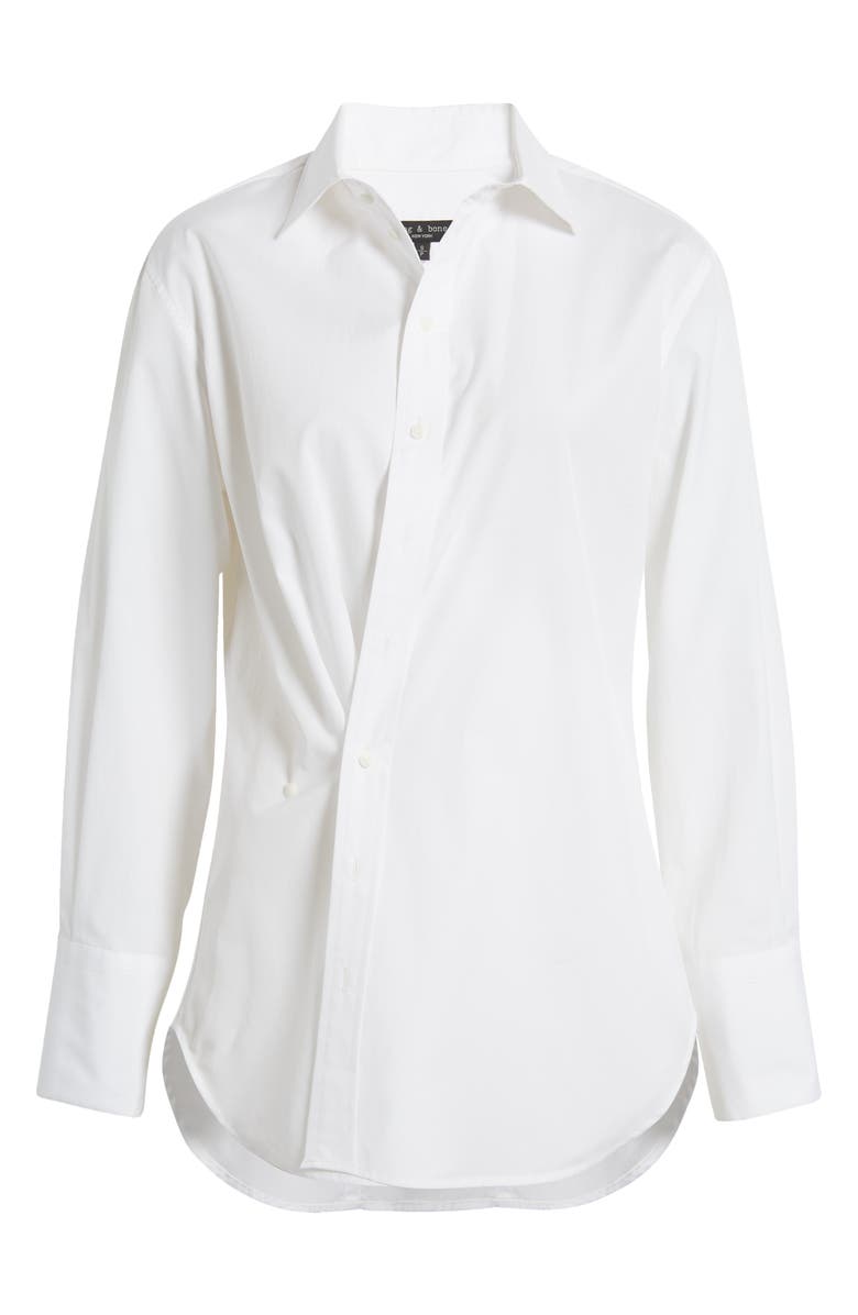 rag & bone Indiana Asymmetric Poplin Shirt, Alternate, color, White