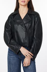 Habitual Faux Leather Crop Trench Coat