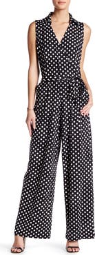 Nina Leonard Sleeveless Faux Wrap Jumpsuit