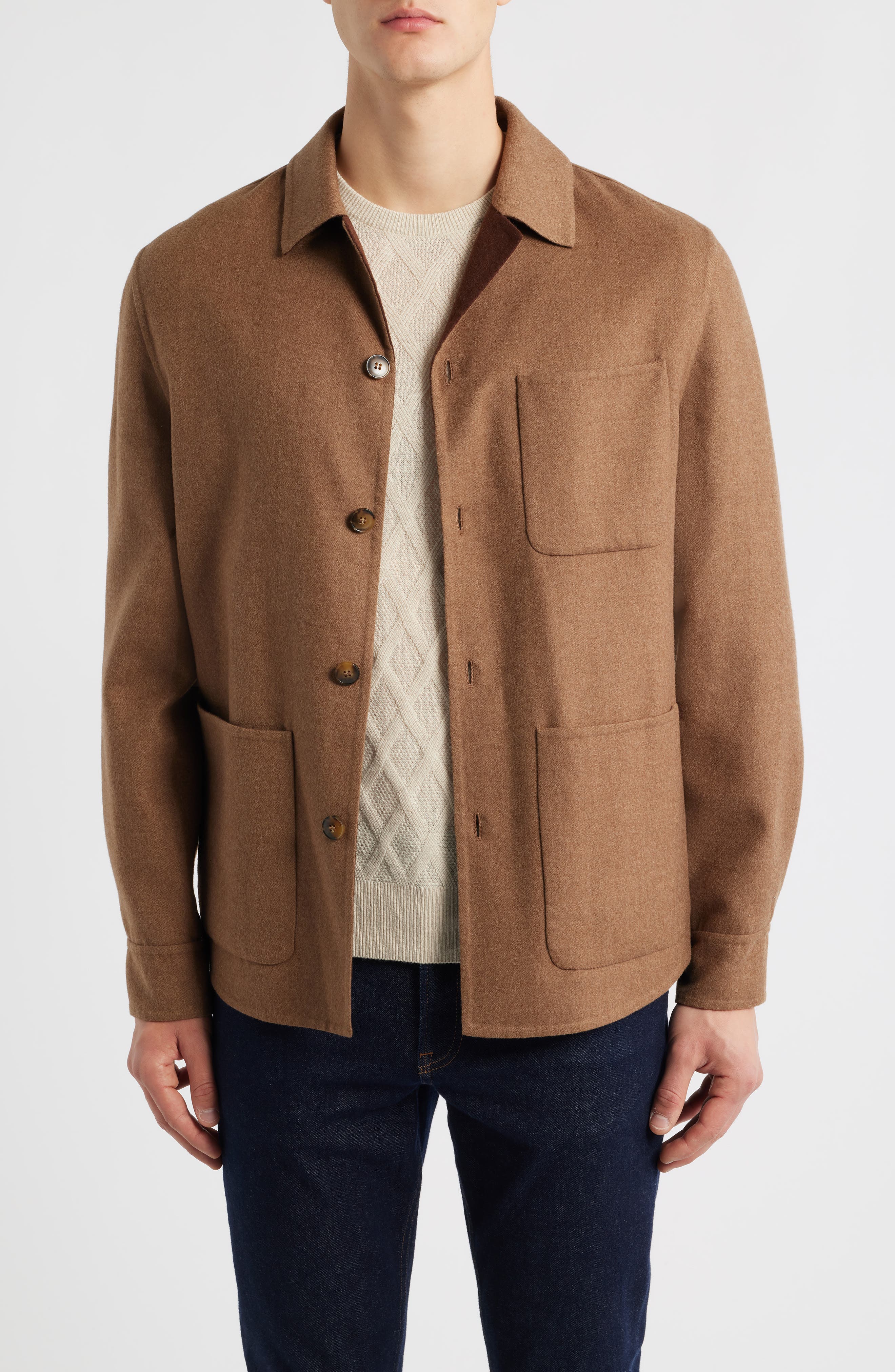 Canali Hand Sewn Wool Blend Overshirt