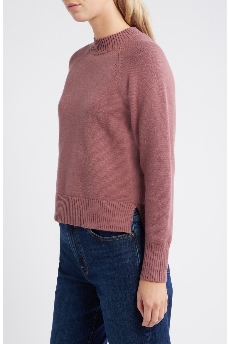 Mock Neck Raglan Sleeve Sweater, Alternate, color, DUSTY ROSE