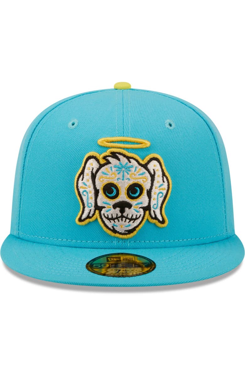 New Era Men's New Era Aqua Perros Santos de Charleston Copa De La Diversion 59FIFTY Fitted Hat, Alternate, color, Aqua