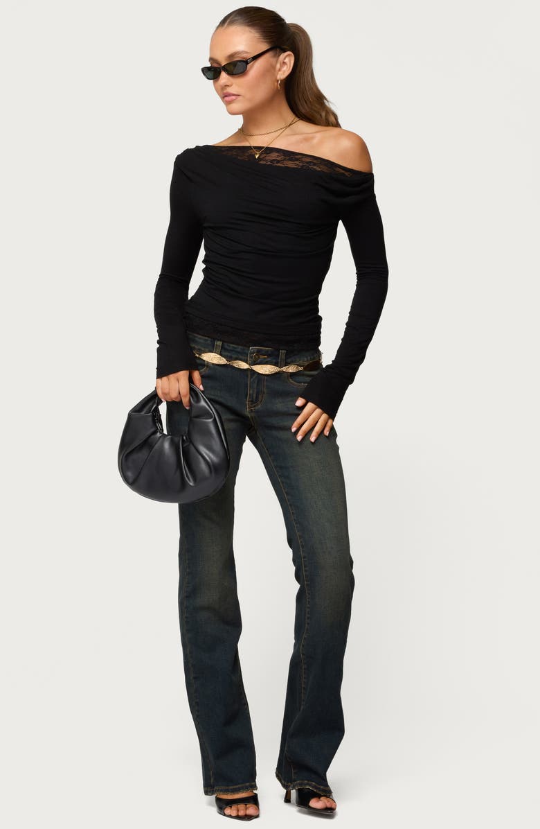 EDIKTED Layered Lacey Off the Shoulder Top, Alternate, color, 