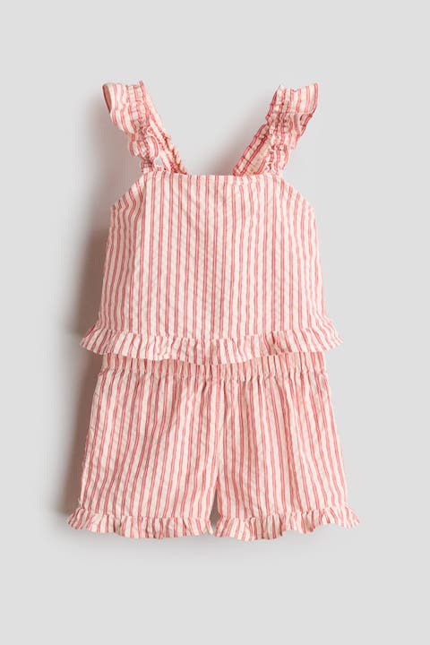 2-piece Frill-trimmed Cotton Set